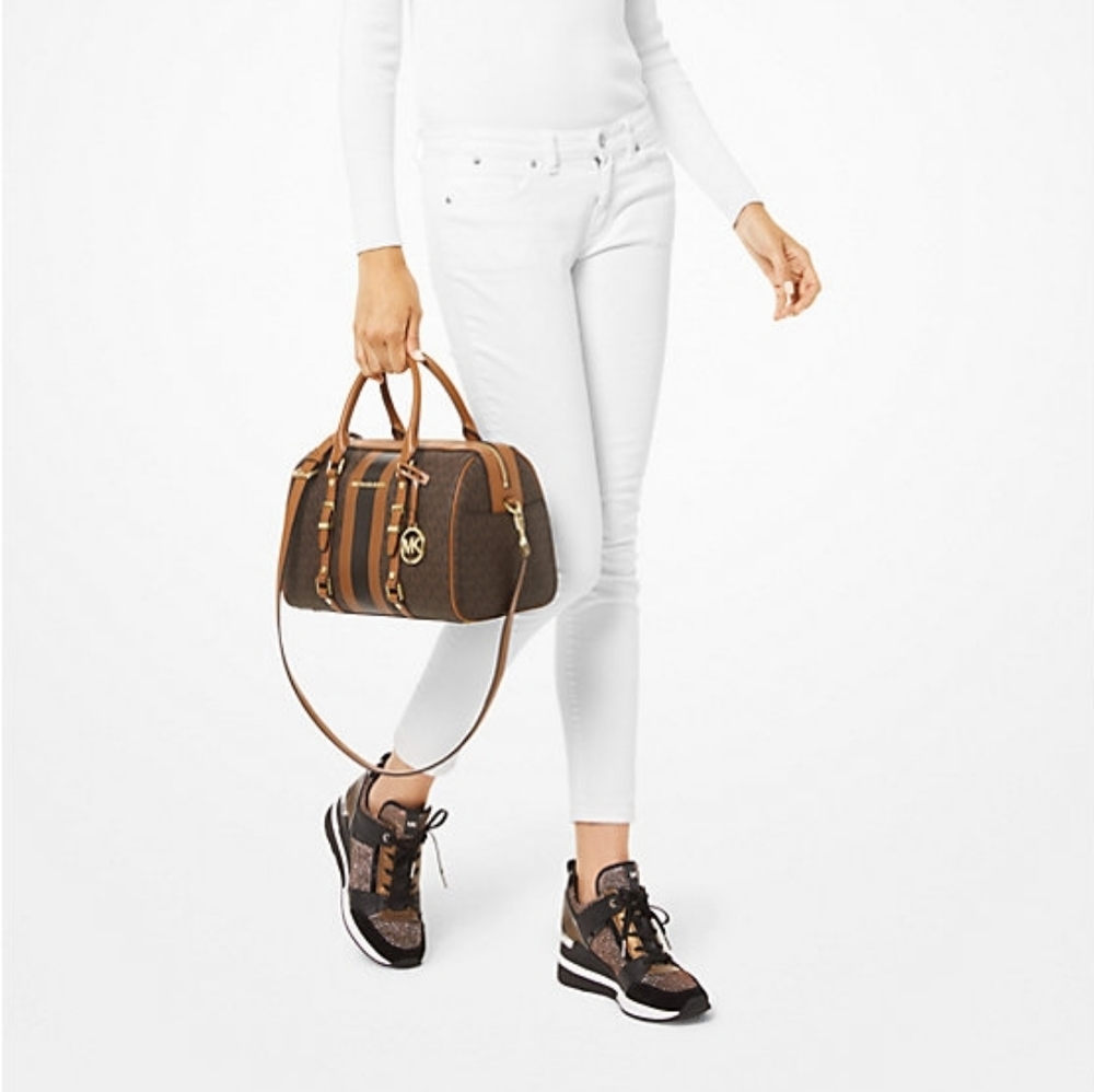 Michael Kors Brown and Tan Bedford Duffel Satchel Bag - Picture 16 of 16